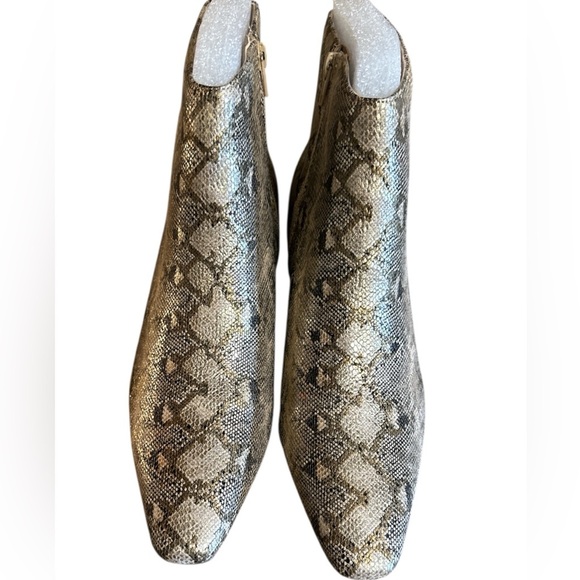 Anne Michelle Lena Bootie Size 10 Bronze Snake Side Zipper Kitten Heel - Picture 4 of 13